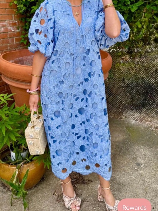 Buddy Love Dresses & Skirts - Buddy Love Sky Blue Crochet Midi Dress
